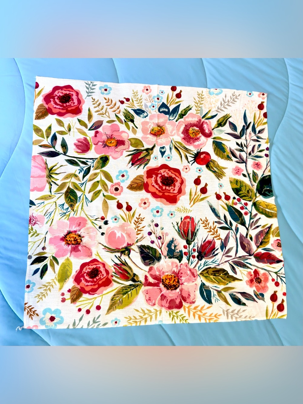 Floral Garden Print Bandana - Pink & Red Flowers
